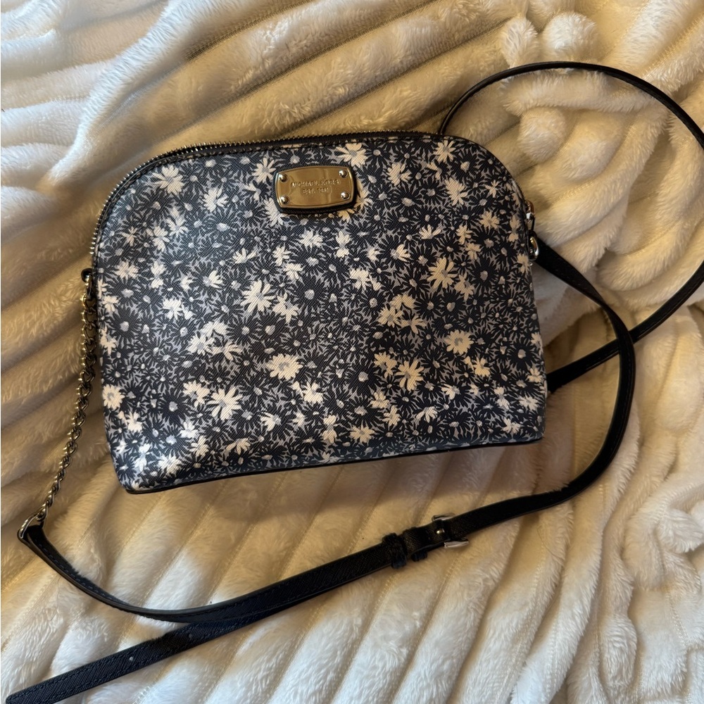 Michael Kors Floral Navy and White Crossbody Bag